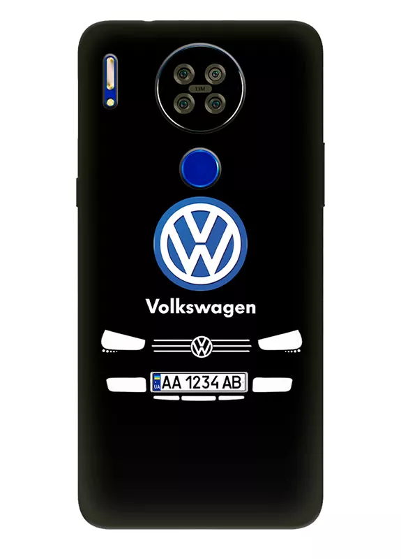 Бампер для Блеквью А80с из силикона - Volkswagen Фольксваген классический логотип крупным планом с номерным знаком и передней частью кузова (Дизайн 1)