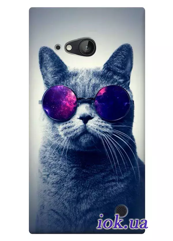 Трендовый чехол для Nokia Lumia 730 с котом в очках
