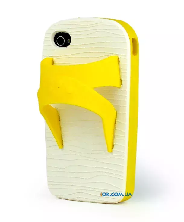 Чехол-тапок на iPhone 4/4S, желтый, силиконовый
