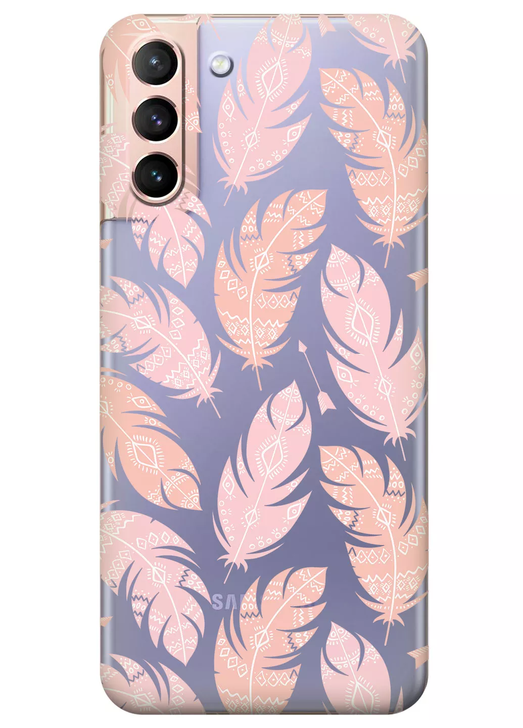 Чехол для Galaxy S21 Plus - Розовые перья
