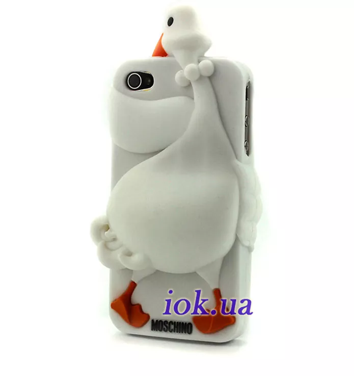 Силиконовый чехол гусь Moschino для iPhone 4/4S, белый