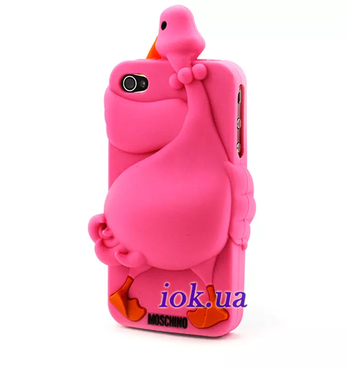 Силиконовый чехол гусь Moschino для iPhone 4/4S, розовый
