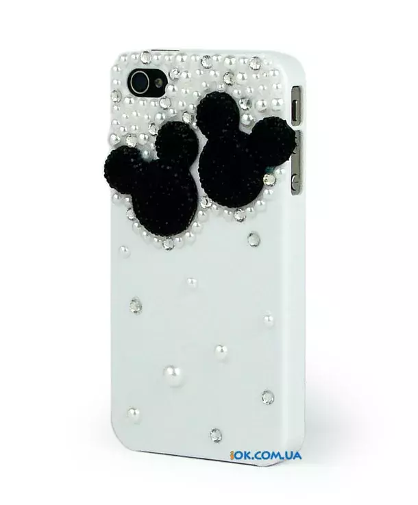 Чехол с Mickey Mouse из черных страз для Apple iPhone 4/4S