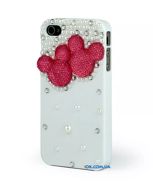 Чехол с розовым Mickey Mouse из страз на Apple iPhone 4/4S
