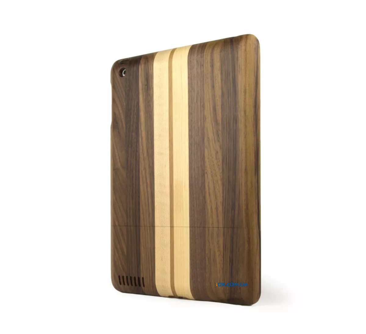 Деревянный чехол с полосками на iPad 2, 3, 4 - темный бук