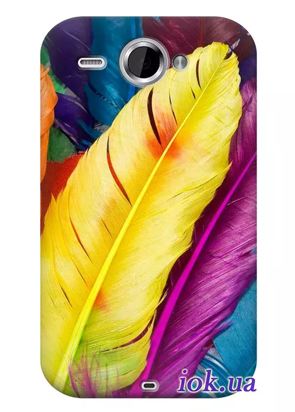 Чехол для HTC Wildfire S с яркими перьями