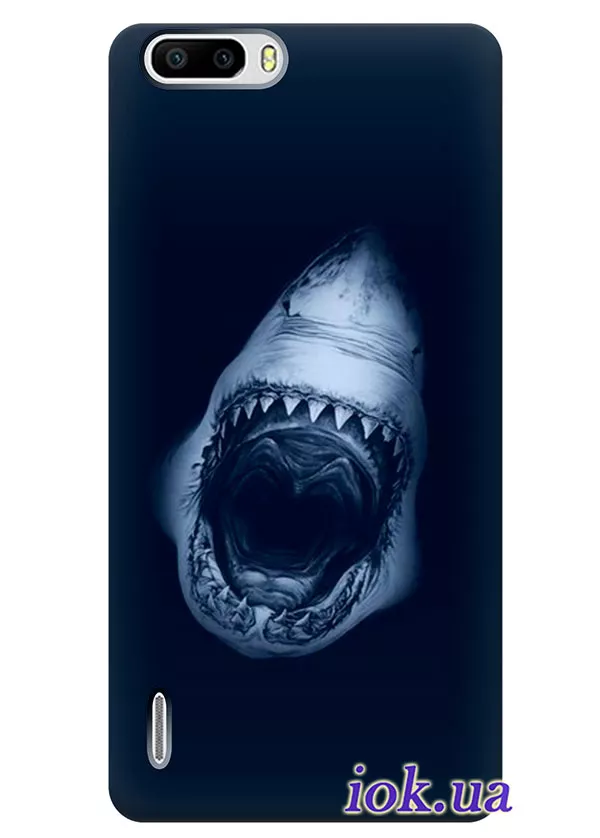 Синий чехол с акулой для Huawei Honor 6 Plus