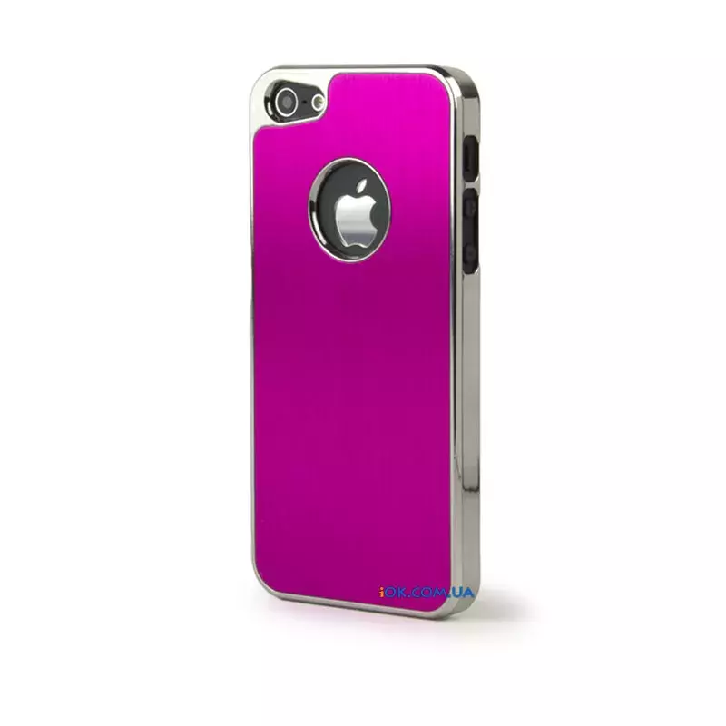 Розовый чехол на iPhone 5 с металлической крышкой