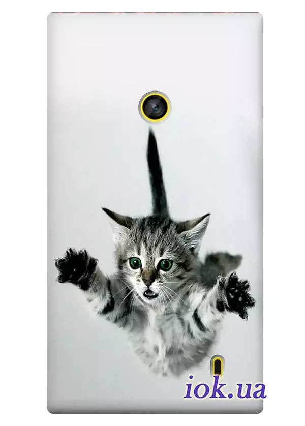 Серый чехол для Nokia Lumia 520 с котенком