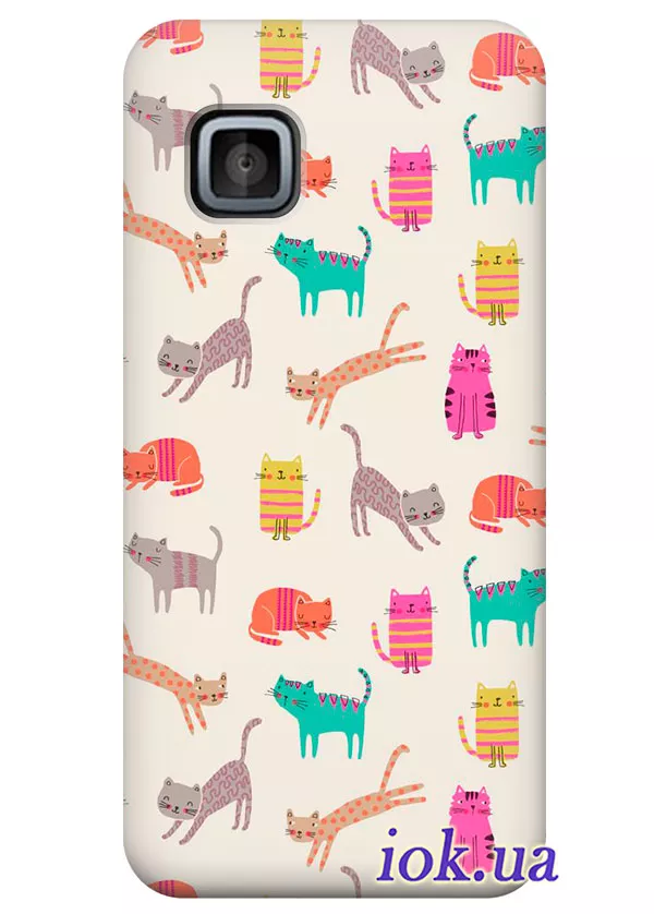 Разноцветный чехол для Nokia Lumia 5230 с котятами
