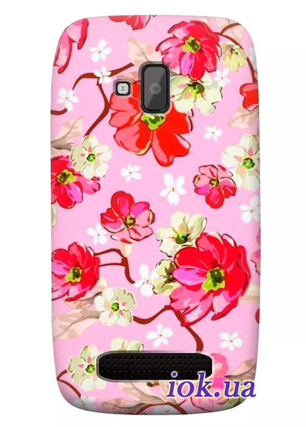 Женский чехол для Nokia Lumia 610 с цветами