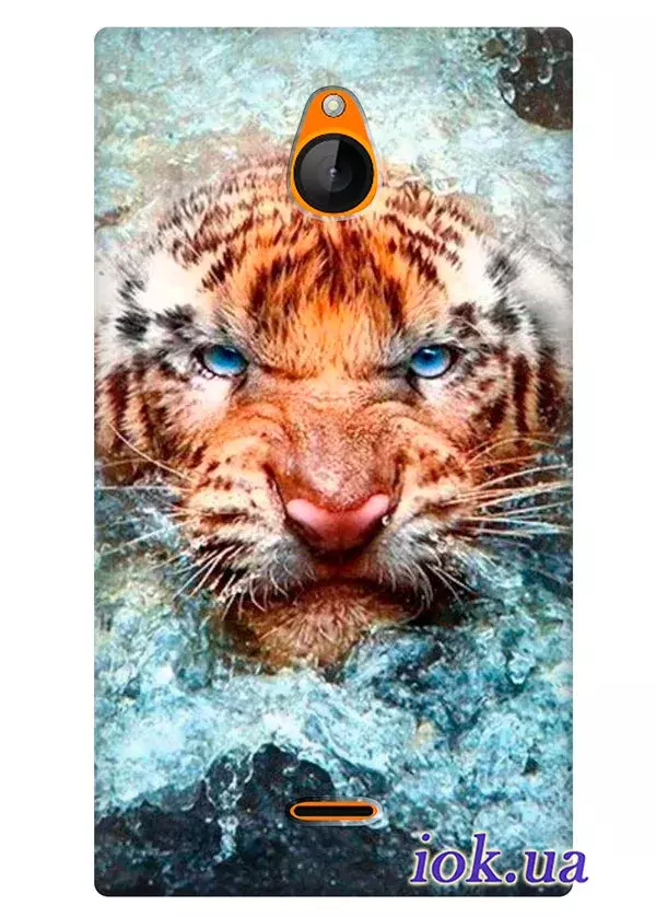 Чехол с мордой тигра в воде для Nokia X2 Dual