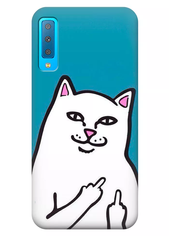 Чехол для Galaxy A7 (2018) - Кот с факами