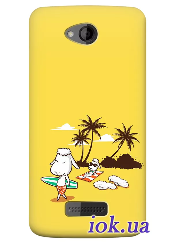 Чехол для HTC Desire 616 - Овцы на пляже 