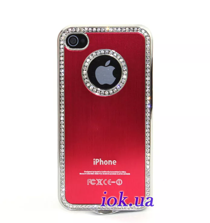 Чехол в стразиках для iPhone 4/4S, красный