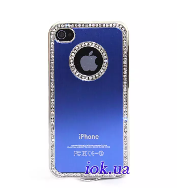 Чехол в стразиках для iPhone 4/4S, синий