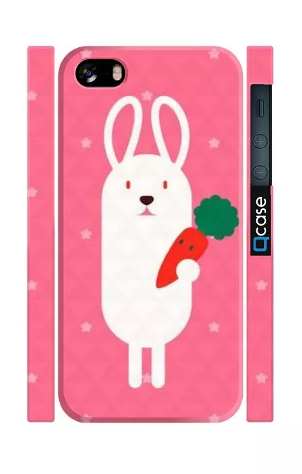 Чехол для iPhone 5, 5s кроликом и морковкой -Bunny with carrot| Qcase