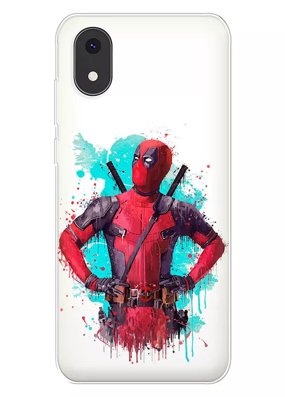 Чехол для Cubot J10 - Дэдпул, Deadpool Уэйд Уилсон удивленно наблюдает граффити-арт