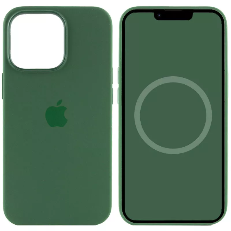 Чехол Silicone case (AAA) full with Magsafe and Animation для Apple iPhone 13 Pro (6.1"), Зеленый / Clover