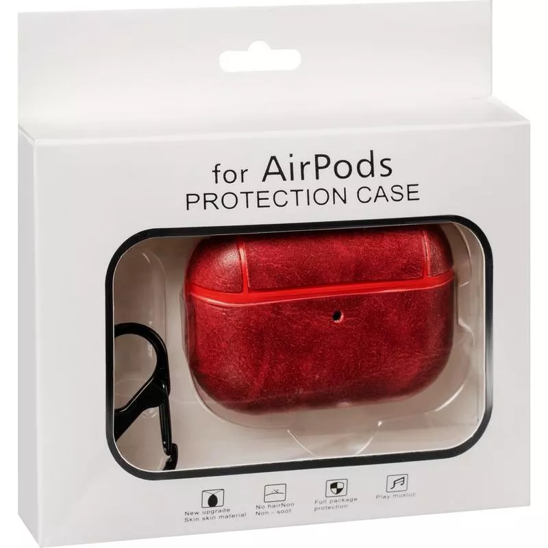 Leather Case AirPods Pro Red + Карабин