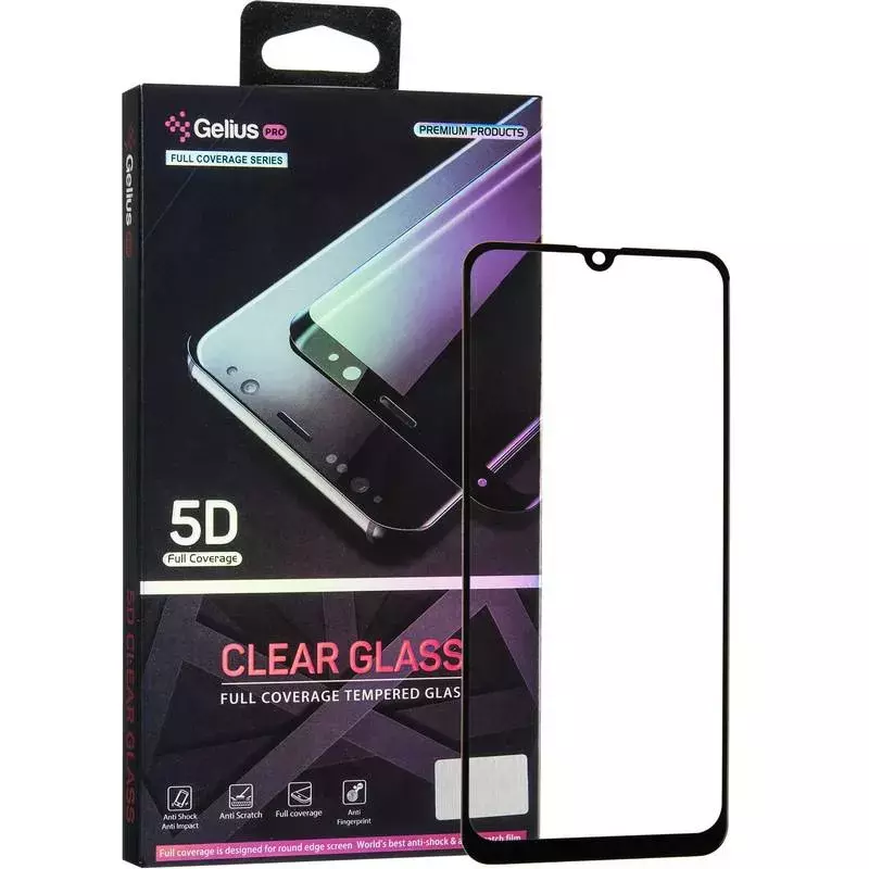 Защитное стекло Gelius Pro 5D Clear Glass for Samsung A507 (A50s) Black