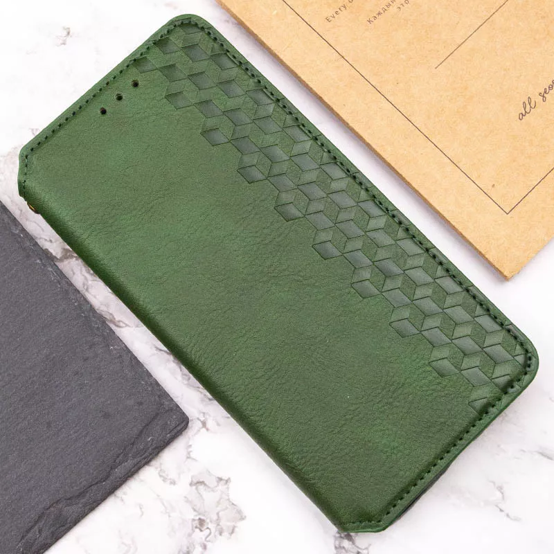 Кожаный чехол книжка GETMAN Cubic (PU) для Xiaomi Redmi Note 13 Pro+, Зеленый