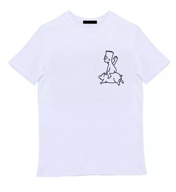 Белая мужская футболка - Барт на свинке