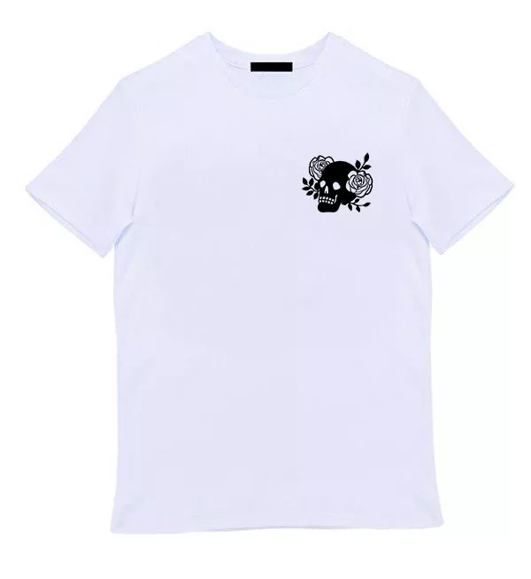 Белая мужская футболка - Black skull
