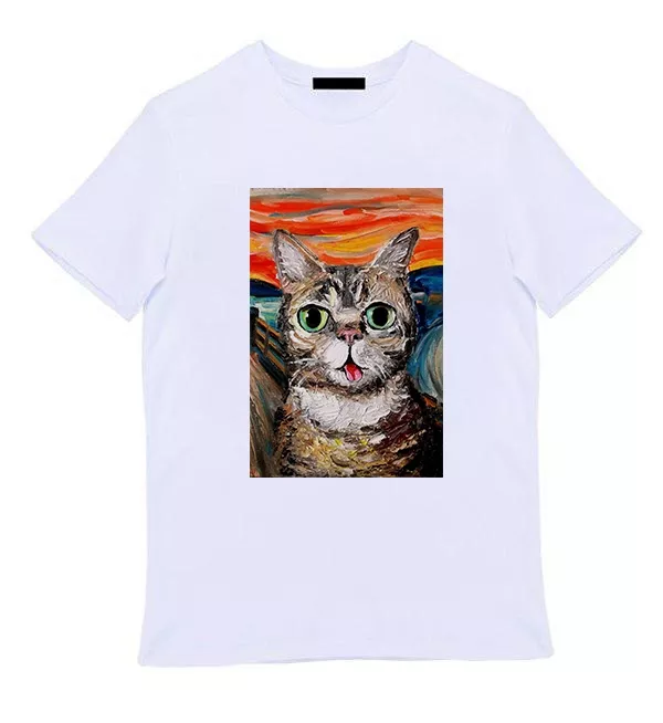 Белая футболка - Арт кот