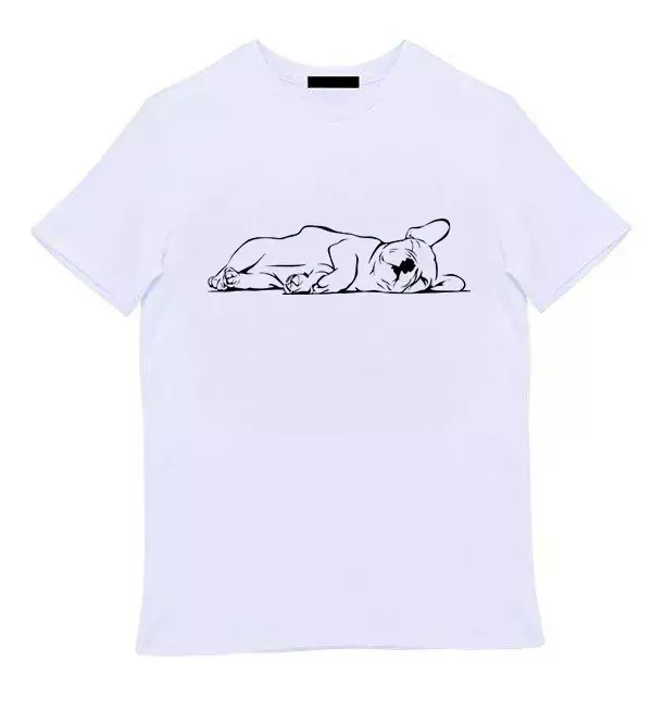 Белая мужская футболка - Уставший пёс