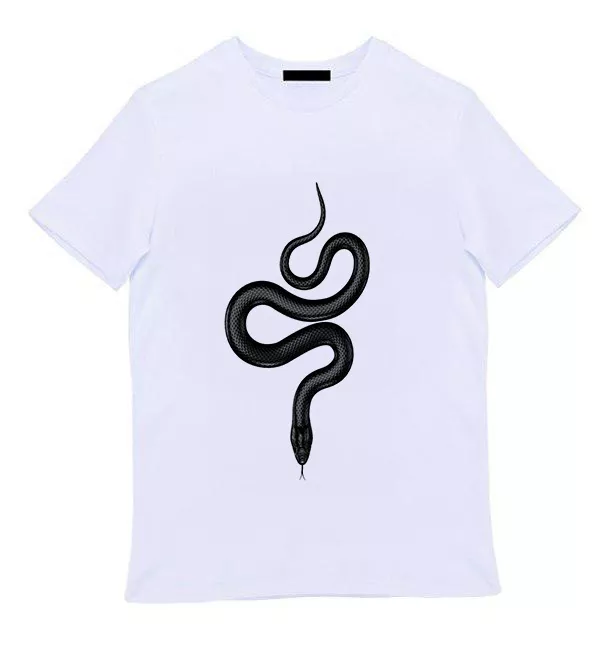 Белая мужская футболка - Черная змея