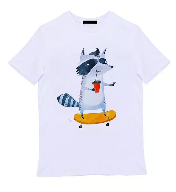 Белая мужская футболка - Cool raccoon