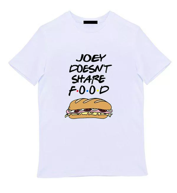 Белая мужская футболка - ‎Joey doesn't share food