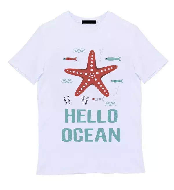 Белая мужская футболка - Hello ocean