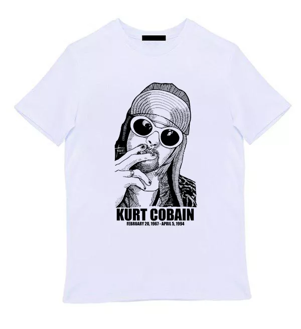 Белая мужская футболка - Курт Кобейн