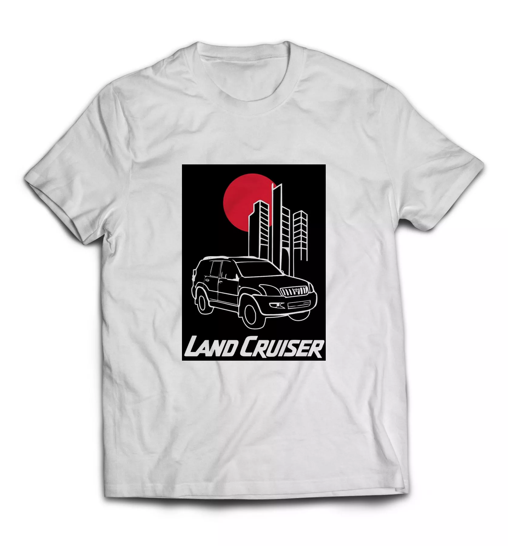 Белая футболка - Land Cruiser принт