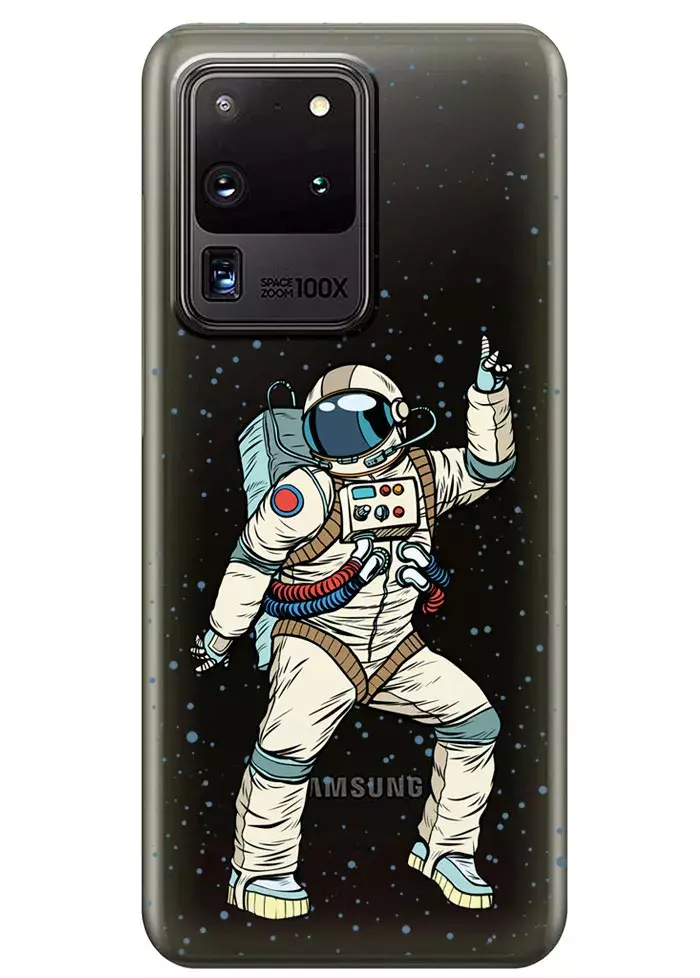 Прозрачный чехол для Galaxy S20 Ultra - Веселый космонавт
