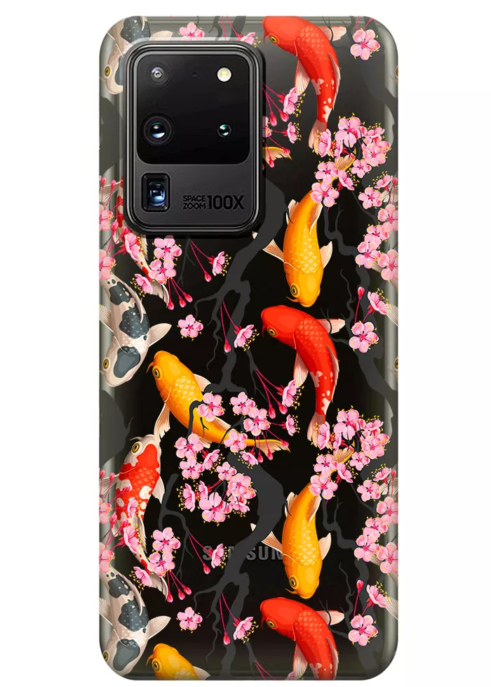 Прозрачный чехол для Galaxy S20 Ultra - Японские рыбки