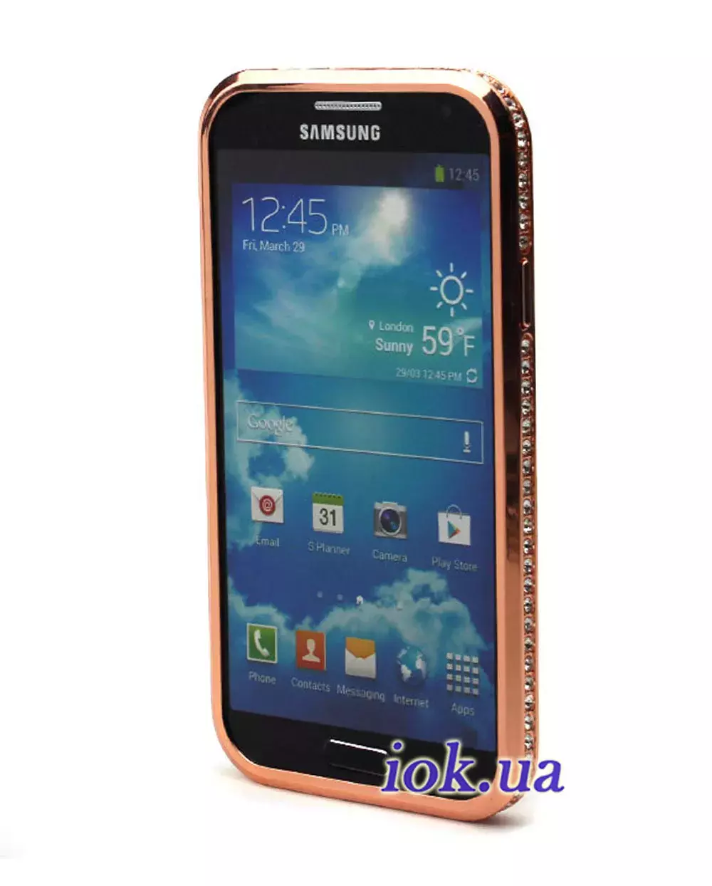 Бампер для Galaxy S4 с большими стразами, розовое золото