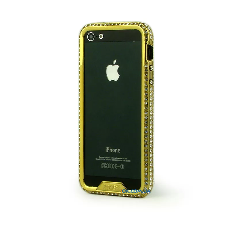 iPhone 5 бампер украшенный старазами, золотой цвет
