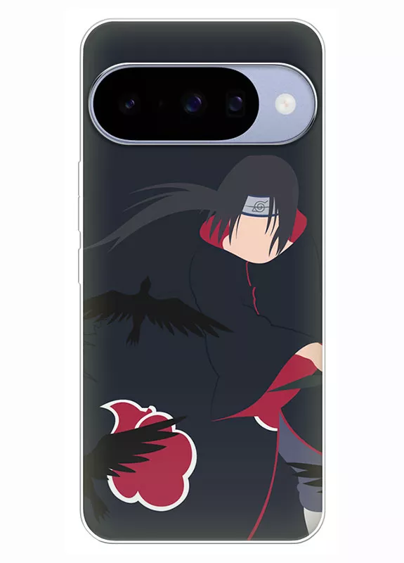 Чехол для Google Pixel 10 - Вороны на фоне Итачи Учиха, аниме Наруто и Боруто, Naruto and Boruto