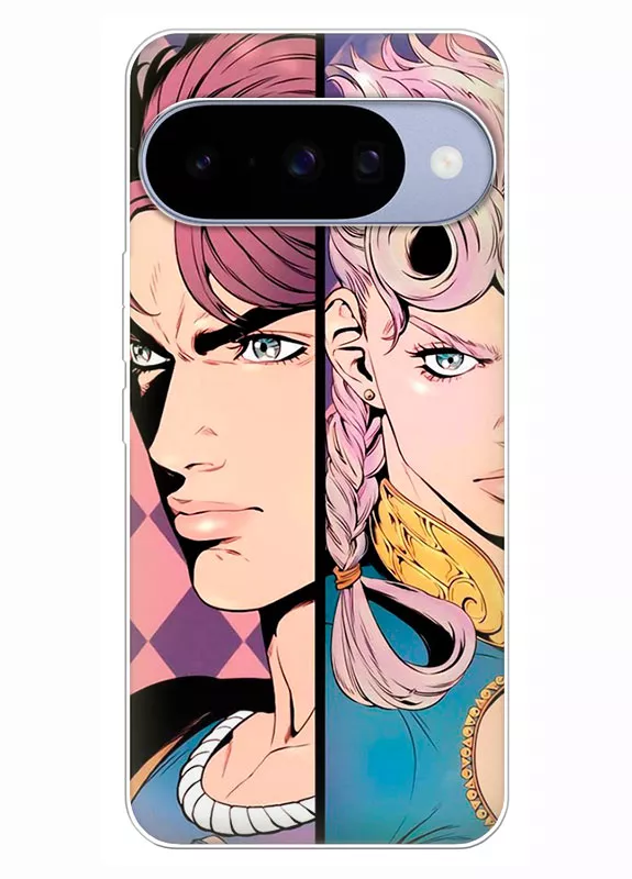 Чехол для Google Pixel 10 - Невероятные приключения ДжоДжо JoJo’s Bizarre Adventure Триш Уна и Джорно Джованна крупным планом