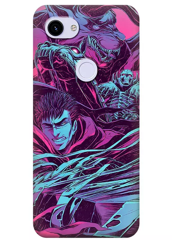 Google Pixel 3 чехол - Берсерк Бэрусэруку Berserk Beruseruku Гатс и Рыцарь-череп в атаке