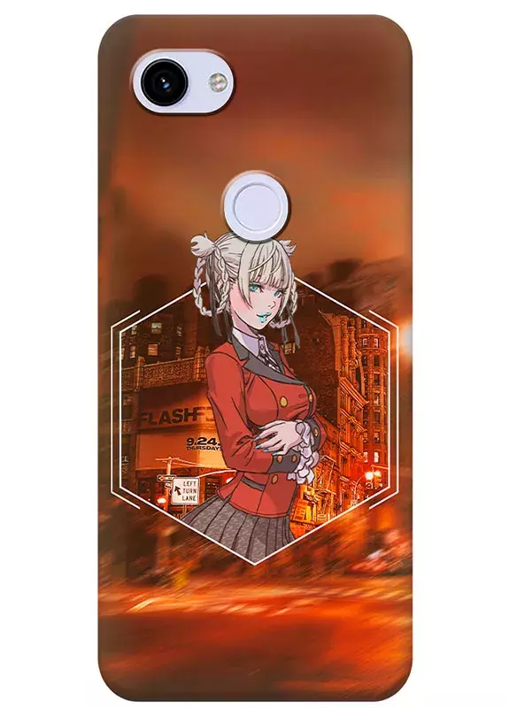 Google Pixel 3A чехол - Безумный азарт Маньяк азартных игр Какэгуруи Kakegurui Compulsive Gambler Кирари Момобами на фоне города
