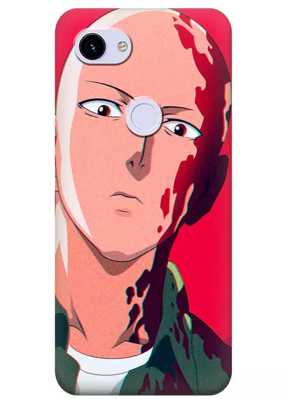 Google Pixel 3A чехол - Ванпанчмен Человек одного удара One Punch-Man Wanpanman лицо Сайтама в крови