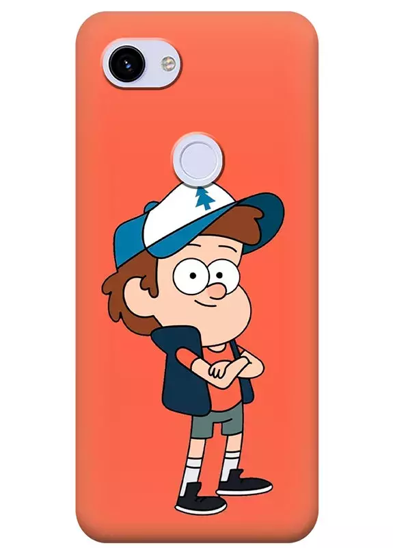 Чехол для Пиксель 3А из силикона - Gravity Falls Гравити Фолз Диппер Пайнс крупным-планом на оранжевом фоне