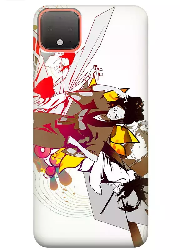 Pixel 4 чехол - Самурай Чамплу Samurai Champloo Фуу раздумывает пока Окуру атакует