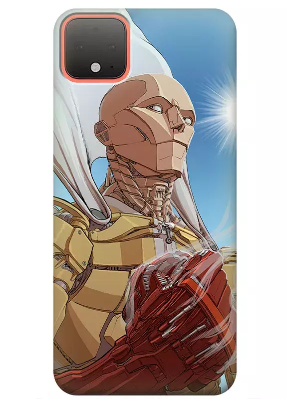 Google Pixel 4 чехол - Ванпанчмен Человек одного удара One Punch-Man Wanpanman роботизированный Сайтама крупным планом