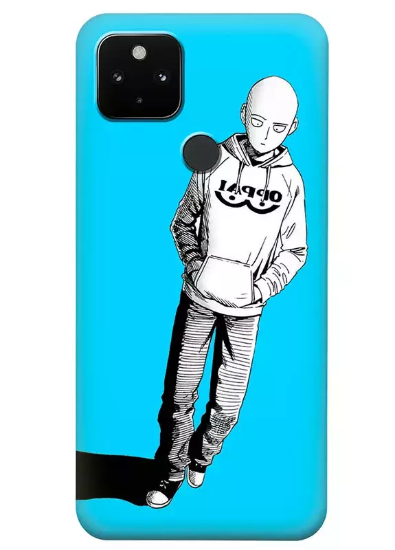 Аниме чехол Google Pixel 4A 5G - Ванпанчмен Человек одного удара One Punch-Man Wanpanman Сайтама задумчиво идет