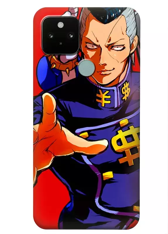 Чехол для Google Pixel 5 - Невероятные приключения ДжоДжо JoJo’s Bizarre Adventure Окуясу Ниджимура в атаке крупным планом